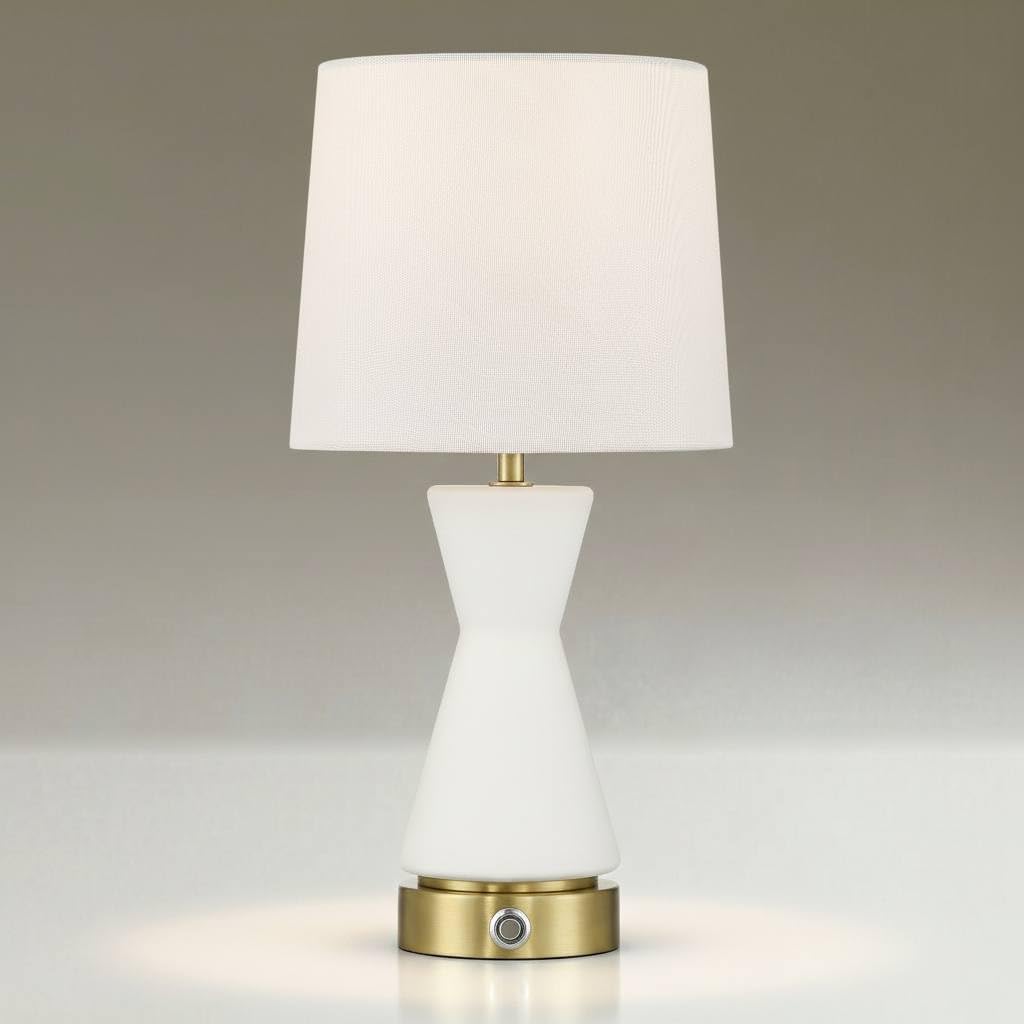 Possini Euro Design Possini Euro Rommy 16" H White Glass Battery Powered Accent Table Lamp