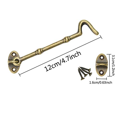 Tambee Hook And Eye Latch Door Lock Copper Antique Privacy Door Hook For Doors (4.7 Inch) #TOP1