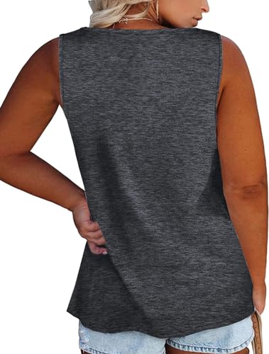 Womens Plus Size Tank Tops Summer Sleeveless Henley T-Shirts Tops Casual Button Down Tunics Shirts2