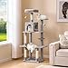 MSmask Kratzbaum groß, L Katzenbaum Stabil, Katzenkratzbaum mit Plattformen, Katzenhöhlen, Hängematte, Sisalsäulen, mehrstöckiger Kletterbaum für Katzen (Hellgrau)