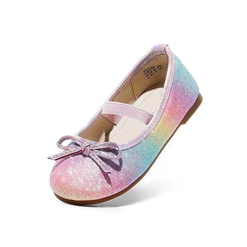 Dream Pairs Toddler Girls Dress Shoes Party Wedding Flower Girl Ballet Flats 5 Toddler Rainbow
