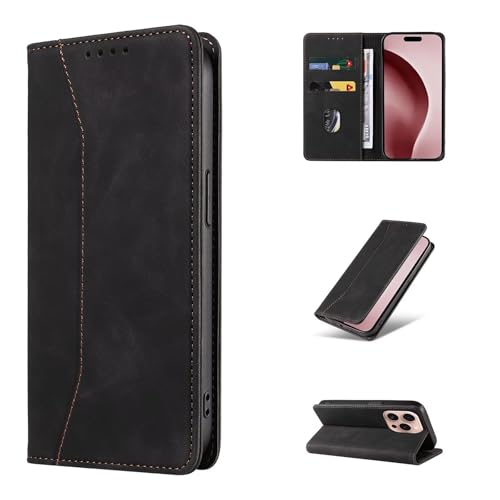HAONANDE Funda Cuero para Vivo V17 Pro Tapa, Carcasa Flip Tipo Libro de Piel Cartera Folio Billetera Plegable Soporte Case con Ranura para Tarjeta, Magnética Negro