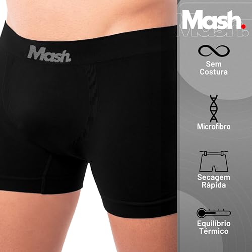 MASH 6 Cueca Mash Cueca Boxer Microfibra Cueca Sem Costura Cueca Box Masculina, 6 Pretas, G