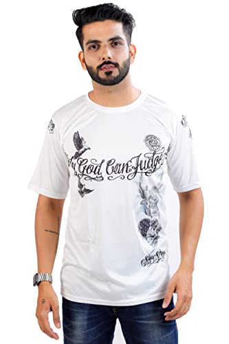 Image of HARPITA Men's Round Neck Half Sleeve Slim Fit Digital Printed Lycra T-Shirt