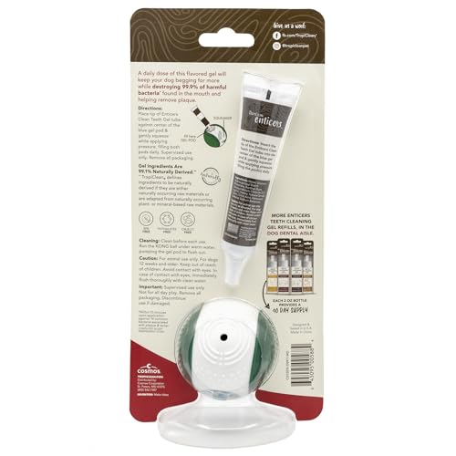 Image of TropiClean Enticers Kong Dental Ball Kit for Medium Dogs | Teeth Cleaning Gel | Smoked Beef Brisket Flavor | 1 oz.