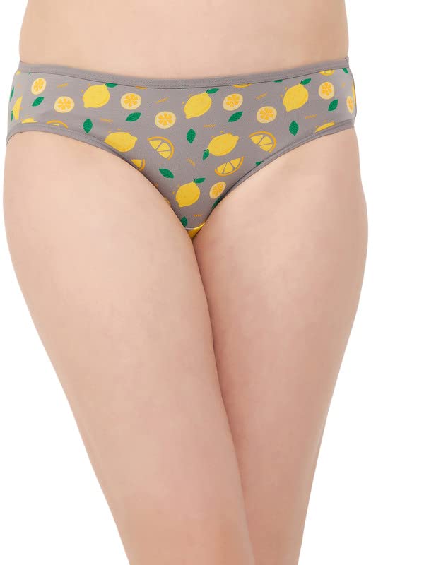 clovia Women's Cotton Low Waist Tutty Fruity Printed Bikini Panty in Grey-picture-25