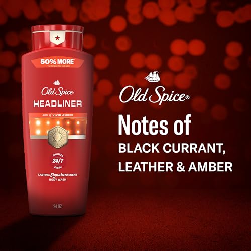 Image of Old Spice Body Wash for Men, 24 /7 Shower Fresh & Clean with Daily Use, Lasting Signature Scent, Refreshing Lather, Moisturizing Formula, Headliner with Black Currant, Leather, & Amber Scent, 24 oz