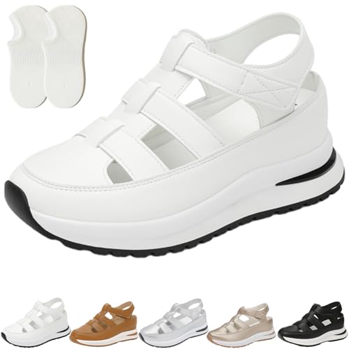 Beelovy Orthopedic Sandals for Women, Soft Adjustable Plus Size Hollow-Out Casual Sandals, Comfort Fit for Wide & Narrow Feet