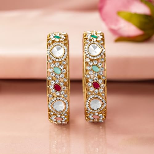 Image of Rubans Bangles Set of 2 Cubic Zirconia Ethnic Stylish Jewellery Gift for Women & Girls