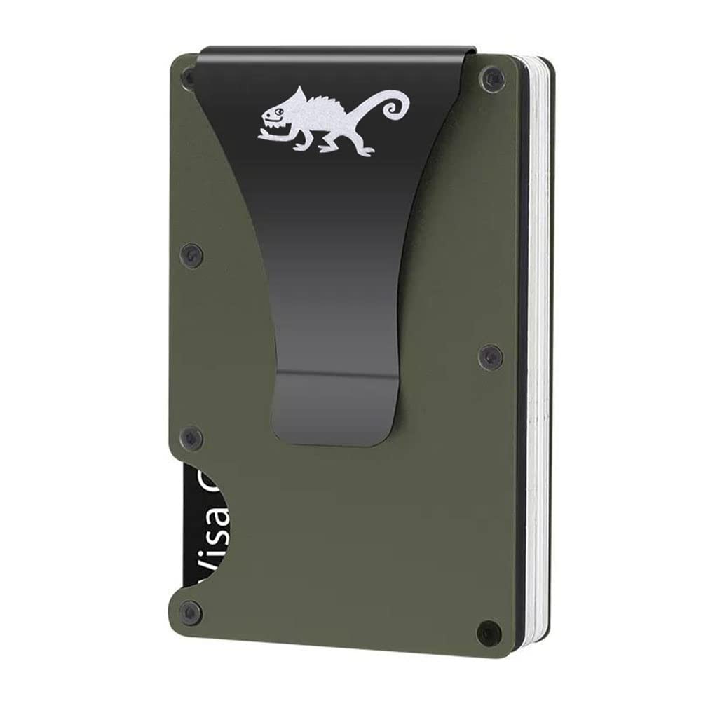 RFID Slim Wallet – Minimalist Design with Money Clip, 15 Card Slots, Metal Credit Card Holder – Lightweight, Compact, and Secure for High-End Convenience in Elegance (Army Green)