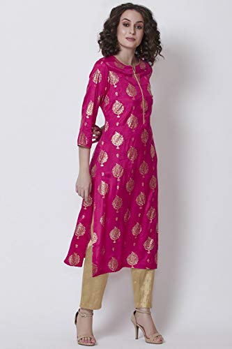 Image of BIBA Women Viscose Straight Fit Straight Printed Kurta