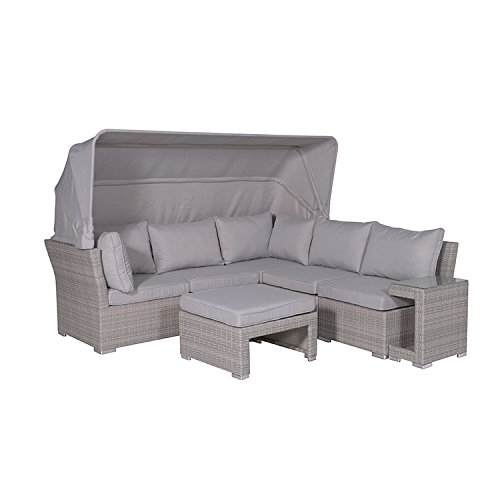 Preisvergleich Produktbild Garden Impressions Lounge Set,"KUBA" Poly Rattan Gruppe mit Sonnendach, Sitzgruppe / Strandkorbflair -Kunsttoff, shadow grau, 226x221x158 cm, 06498SO