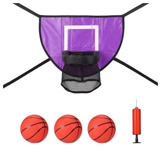 lasuroa Fixation Panier Basket-Ball pour Trampoline, But Basket-Ball Universel Trampoline avec 3 Mini Ballons Basket et 1 Pompe, Accessoires Trampoline Installation Facile pour Basket-Ball (Violet)