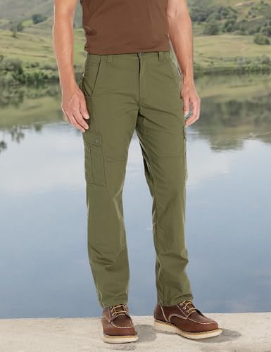 Carhartt Men's Relaxed Straight Ripstop Double-Front Cargo Pant, Basil, W34 x L30