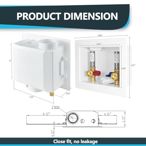 Seelink Washing Machine Outlet Box, Center Drain/Side Drain, 1/2 Inch Pex-A Inlet x 3/4 Inch MHT Outlet Connection, Laundry Washer Valve Outlet Box, with Stainless Steel Water Hammer Arrestor(WM008) by Seelink - Used condition - Image 2
