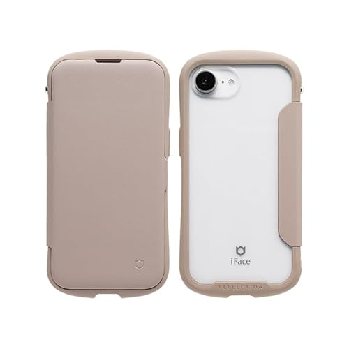 iFace Reflection iPhone 16e ケース 手帳型 クリアケース (ベージュ)【 アイフェイス スマホケース 耐衝撃 アイフォン16e 手帳 ダイアリーケース カード収納 ポリカーボネート ストラップホール付き】