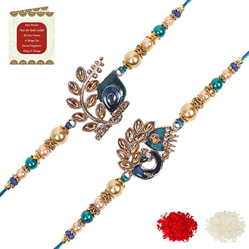 Brother Rakhi with Greeting Card | Rakhi Thread | Rakhi Gifts for Brother, Sister, Bhaiya, Bhabhi for Indian Rakhi Raksha Bandhan Festival (Set of 2) (K2K3)2