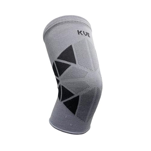 Image of KUE Knee Compression Sleeve Support for Men & Women | Pain Relief, Injury Recovery, Sports, Running, Gym, Cycling, Workout | Knee Brace for Joint Support (XL, Grey, Pack of 1)