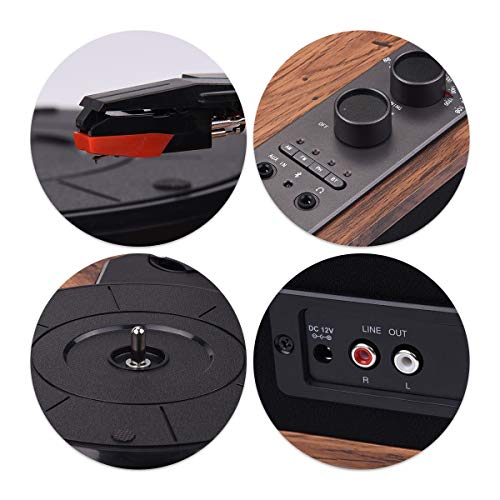 Platine Vinyle, VOKSUN Bluetooth Tourne Disque 33/45/78 LP Lecteur Vinyles à 3 Vitesses avec Haut-Parleurs Stéréo, MP3/FM Radio/Aux-in/RCA, Bois Naturel - Les Beatles, Paul McCartney, John Lennon, RIngo Starr, George Harrison Platine Vinyle, VOKSUN Bluetooth Tourne Disque 33/45/78 LP Lecteur Vinyles à 3 Vitesses avec Haut-Parleurs Stéréo, MP3/FM Radio/Aux-in/RCA, Bois Naturel – Image 6