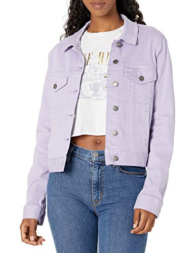 True Religion Women's Cropped Trucker Jacket, Lavender, Medium