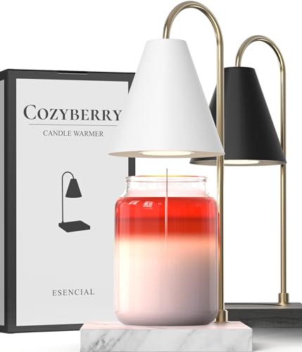 CozyBerry® Candle Warmer Lamp, Compatible with Yankee Candle Large Jar, Candle Lamp, Dimmable & Timer Melter for Scented Candle, Wax Melt, Small & Large Size Jar Candles (Italian Marble, Timer)