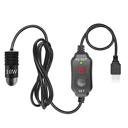 Janoiuc - Mini Aquarium Heater, 10W Mini Fish Tank Heater with Digital Display, Thermostat Temperature Adjustable 5V/2A USB Powered, Safe Tank Heater for 0.26 to 1.32 Gallon(1-5L) Tanks (US Fahrenheit) - -44%