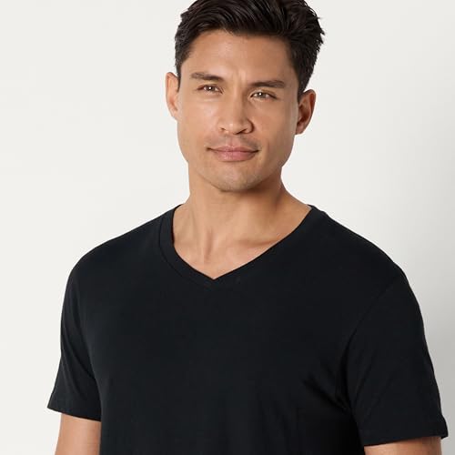 Image of Amazon Essentials Men's Slim Fit V-Neck Undershirt, Breathable Cotton, Pack of 6