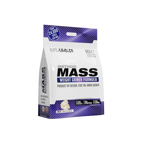 Out Angled Method Mass Gainer Powder, Vanilla Ice Cream, 6kg, 100 Scoops | High Calorie, Whey Protein Powder, Weight Gainer for Muscle Growth
