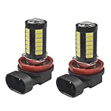 ZIMISI 2PCS H11 Car LED Fog Light Bulbs, 12V 1500 Lumen Bright Anti-fog Lights, 5630 33-SMD Plug and Play Power LED Bulbs, Universal 6500K DRL Replacement for Car Truck SUV (H8/H11)