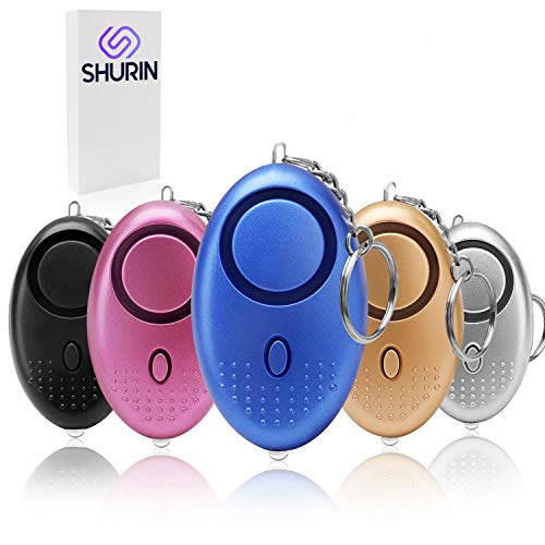 Personal Sound Alarm Keychain 5-Pack Multifunctional Safe-Sound Personal Alarm for Women, Kids, Elderly-140 Decibels LED Light System for Night Security (Five)
