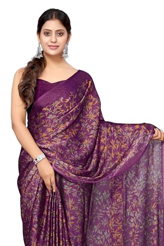 Image of MIRCHI FASHION Saree for Woman Chiffon Georgette Floral Printed | Breathable Lightweight Sari for Office Use and Farewell Ceremonies with Blouse Piece