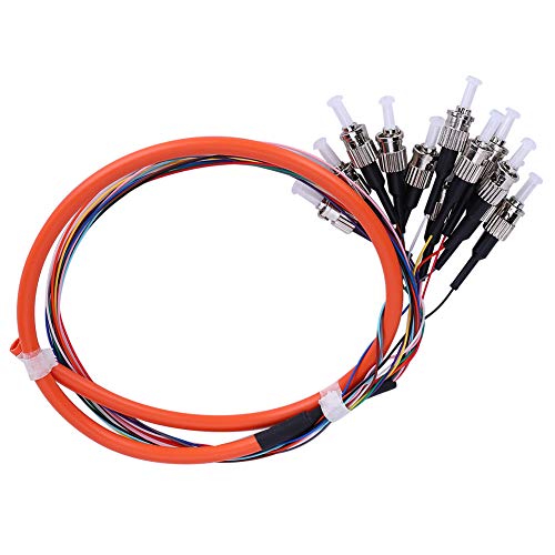 Eacam Cable Pigtail de Fibra ST/UPC Multimodo de 12 Núcleos, Alta Estabilidad, Compatible con Redes de Fibra Óptica, Instrumentos, 1 Metro de Longitud, Longitud de Onda de Trabajo 850