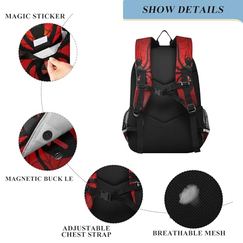 Spider Web Red Backpack School Backpack Lightweight Laptop Backpack Students Book Bag with Reflective Stripes3