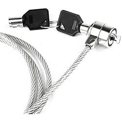 Cable Antirrobo Ordenador Portatil Cable de Seguridad antirrobo de Acero de 110 cm para portátil con candado, Cerradura con Llave, 2 Llaves Incluidas, Bloqueo de protección para portátiles, Revestimiento de plástico PVC