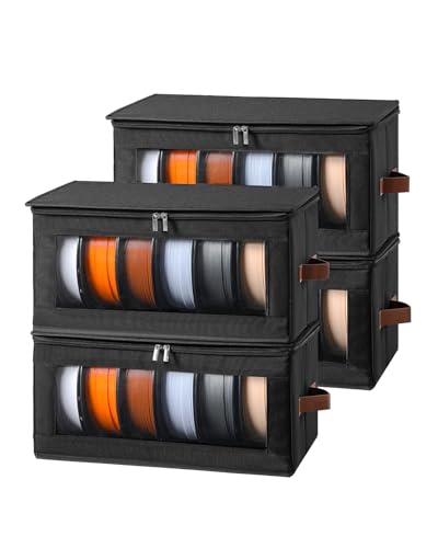 Qozary Filament Storage Box - 4 Pack 3D Printer Filament Storage Containers with Desiccants, Holds Up to 24 Rolls, 3D Printing Accessories Holder Rack for Home, Office Workshop, Studio