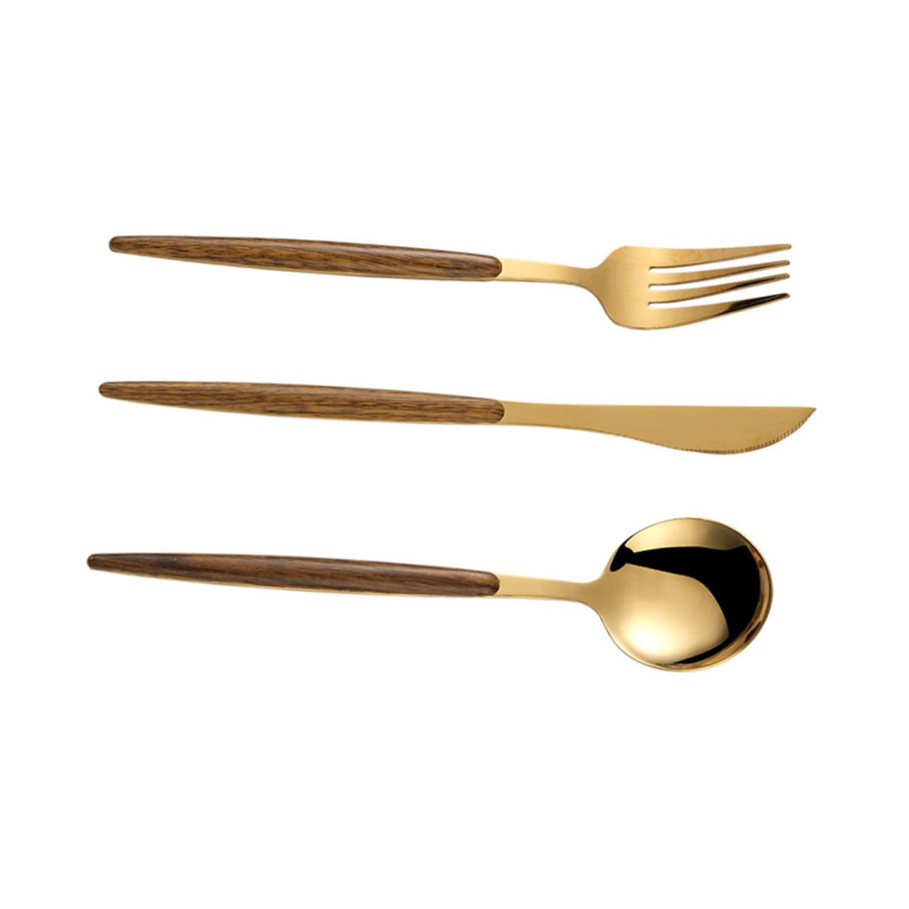 COLLBATH 3 Piece Golden Knife Fork Spoon Set Stainless Steel Western Tableware Elegant Dinnerware