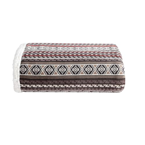 Eddie Bauer - Throw Blanket, Brushed Fleece & Plush Sherpa Soft Bedding, Blanket for Couch & Bed (Sycamore Red, 50' x 60')