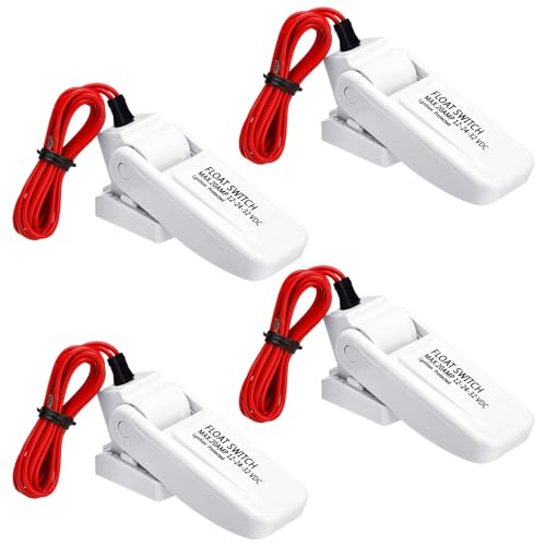 Landhoow 4 Pcs Automatic Boat Bilge Pump Float Switch, 12v 24v 32v Bilge Float Switch Moisture Tight