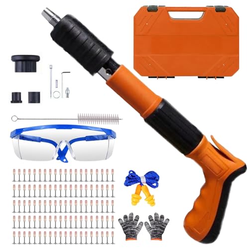 Kit de mini pistola de uñas manual con 100 clavos, herramienta de fijación manual de clavos de pared ajustable, clavadora de aire manual, pistola de clavos de hormigón para techo, ocultador de cables