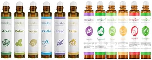 Aromatherapy Essential Oils Roll On Set, Natural Pre-diluted Blend Oils for Skin Use, Relaxation Gift for Women & Men, Pack 6 x10ml