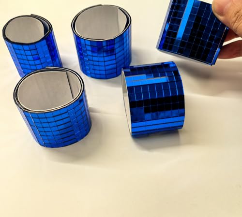 Glasspiegel-Mosaik, selbstklebend, Blau, 2400 Stück, 5 x 5 mm, Spiegelfliesen für DIY-Discokugel, Cowboyhut, Vase, Flasche, Innendekoration (Blau, 2400 Stück)