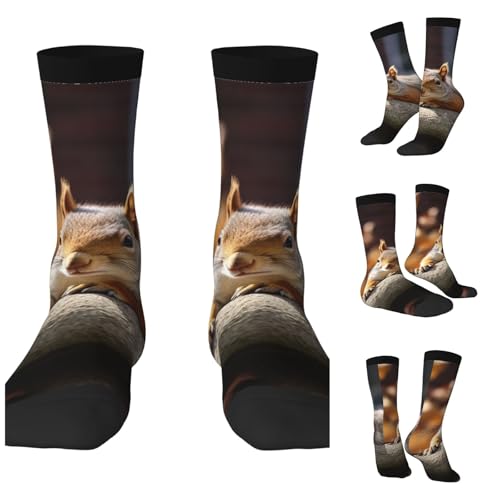 LZQPOEAS Squirrel Just Laying Athletic Socks Unisex Cushioned Crew Socks Hiking Running Calf Sock Soft Above Ankle Sock