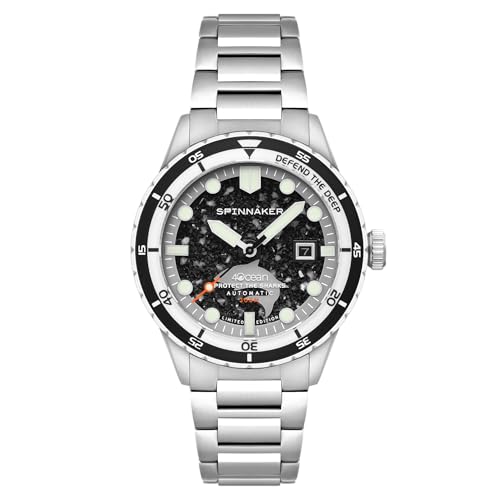 Spinnaker HASS SP-5172 Montre automatique pour homme 43 mm édition limitée avec bracelet en acier inoxydable massif, Sharks