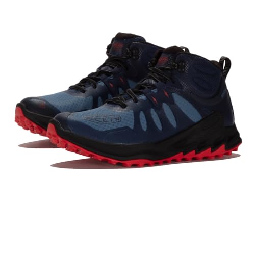 KEEN Zionic - Botas de senderismo impermeables de altura media para hombre, Coronet Blue/Poppy Red, 46 EU