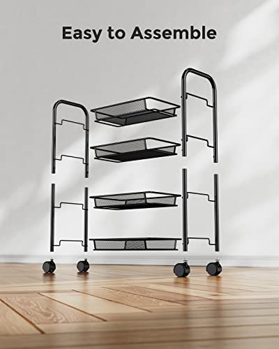 Pipishell 4-Tier Mesh Wire Rolling Cart Multifunction Utility Cart Metal Kitchen Storage Cart With 4 Wire Baskets Lockable Wheels For Home, Office, Kitchen Piuc02 #TOP6