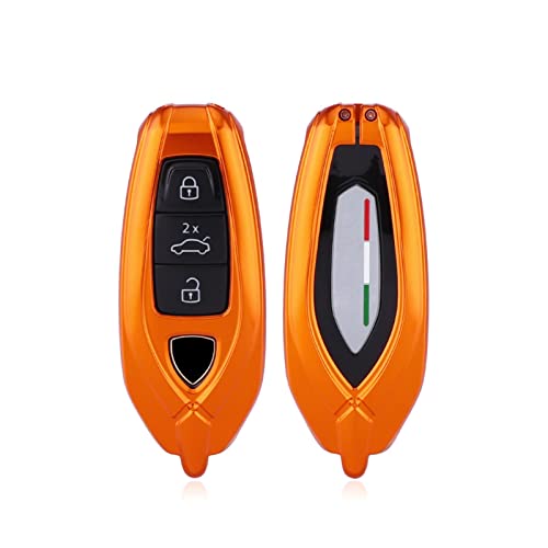 LEOSOX Aluminium Alloy Car Key Case Cover Fob Compatible With Lamborghini URUS 2021 Remote Shell Holder Protector With Keychain Ring (Color : Orange with chain) LEOSOX Aluminium Alloy Car Key Case Cover Fob Compatible With Lamborghini URUS 2021 Remote Shell Holder Protector With Keychain Ring (Color : Orange with chain)