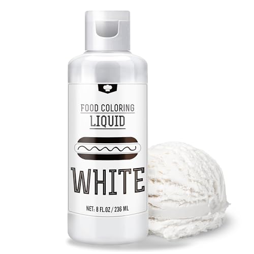 Lebensmittelfarbe - 236ml Flüssige Lebensmittel Farben zum Backen Kuchen Dekorieren Zuckerguss Kekse und Macaron - Zuckerfrei Food Coloring für Getränken Osterei Seifen und Basteln (Weiß)