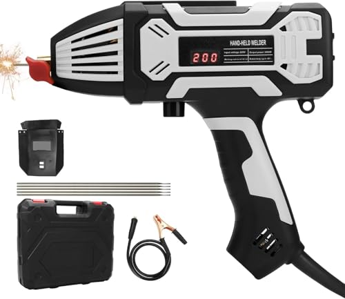 Candeon Handheld Welder, Welding Machine Handheld with LED Display,Adjustable 20-200A Current Machine Digital IGBT Includes Welding Helmet, Rods Case, Welding ranging from 1.6mm to 3.2mm