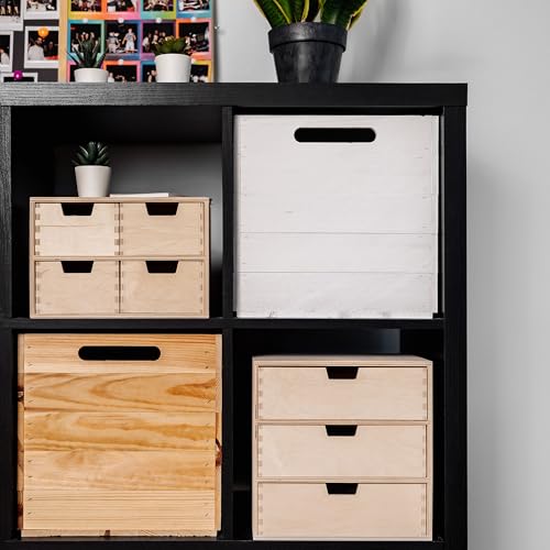Creative Deco Schubladen-Box aus Birken-Sperrholz | 4 Schubladen | 28,5 x 20 x 19 cm (+/- 1 cm) | Mini-Kommode für Kleinigkeiten | Perfektes Ordnungssystem für Lagerung, Decoupage & Dekoration - 7