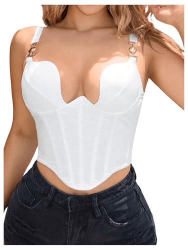 SHENHE Women's Sexy Deep V Underwire Boned Push Up Corset Bustier Top Going Out Crop Tank Tops